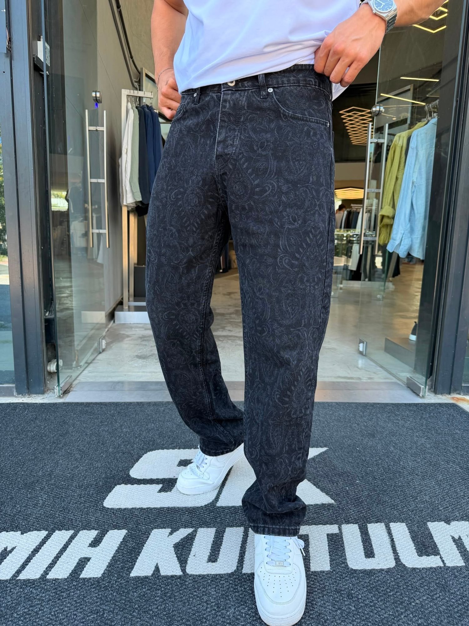 Desenli Kot Pantolon WE410