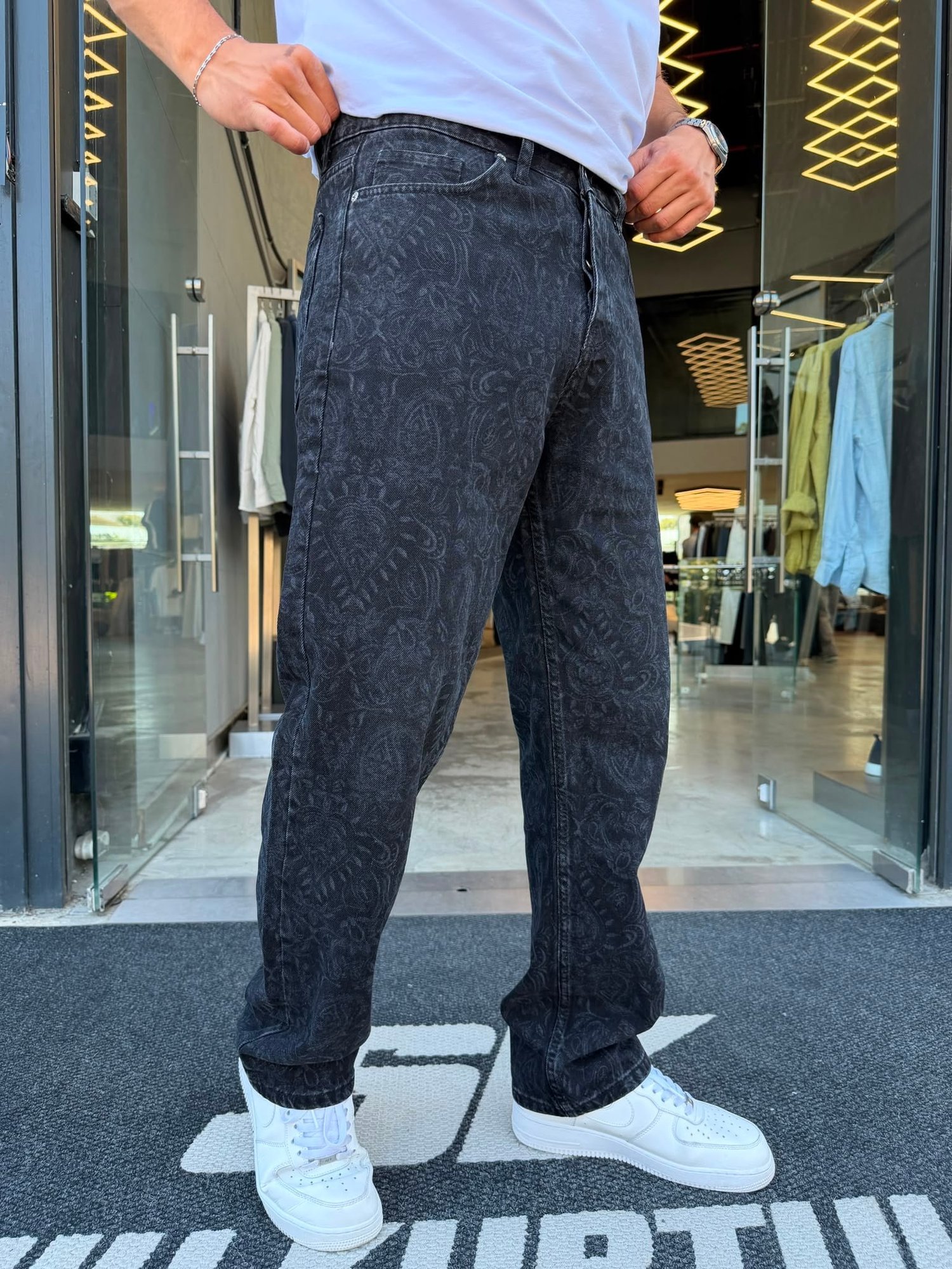 Desenli Kot Pantolon WE410