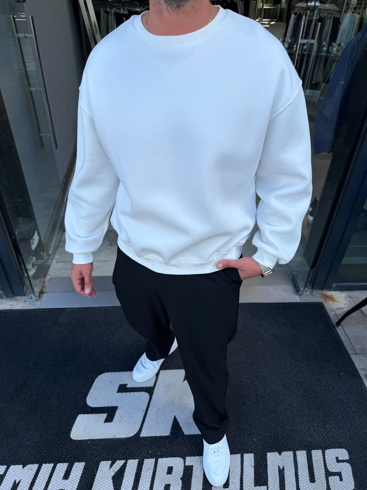 Ekru Boxy Fit Basic Sweat SN5102