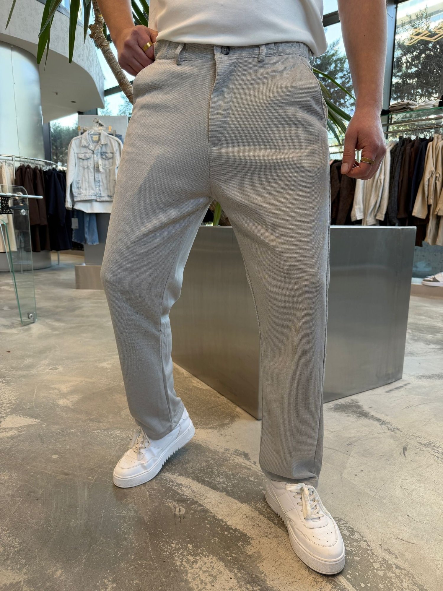 Gri Petek Örme Regular Kalıp