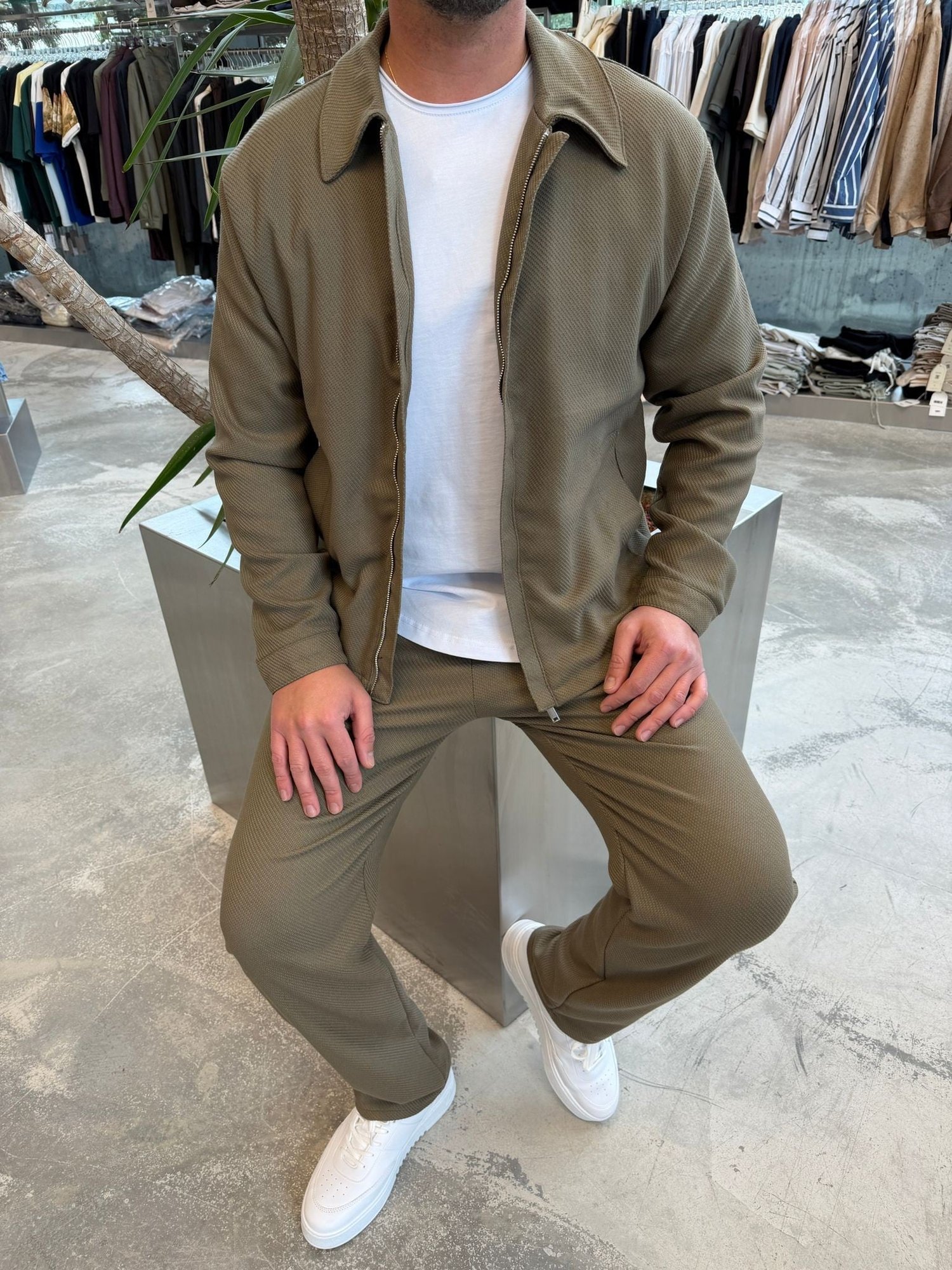 Haki Petek Örme Takım -W5100