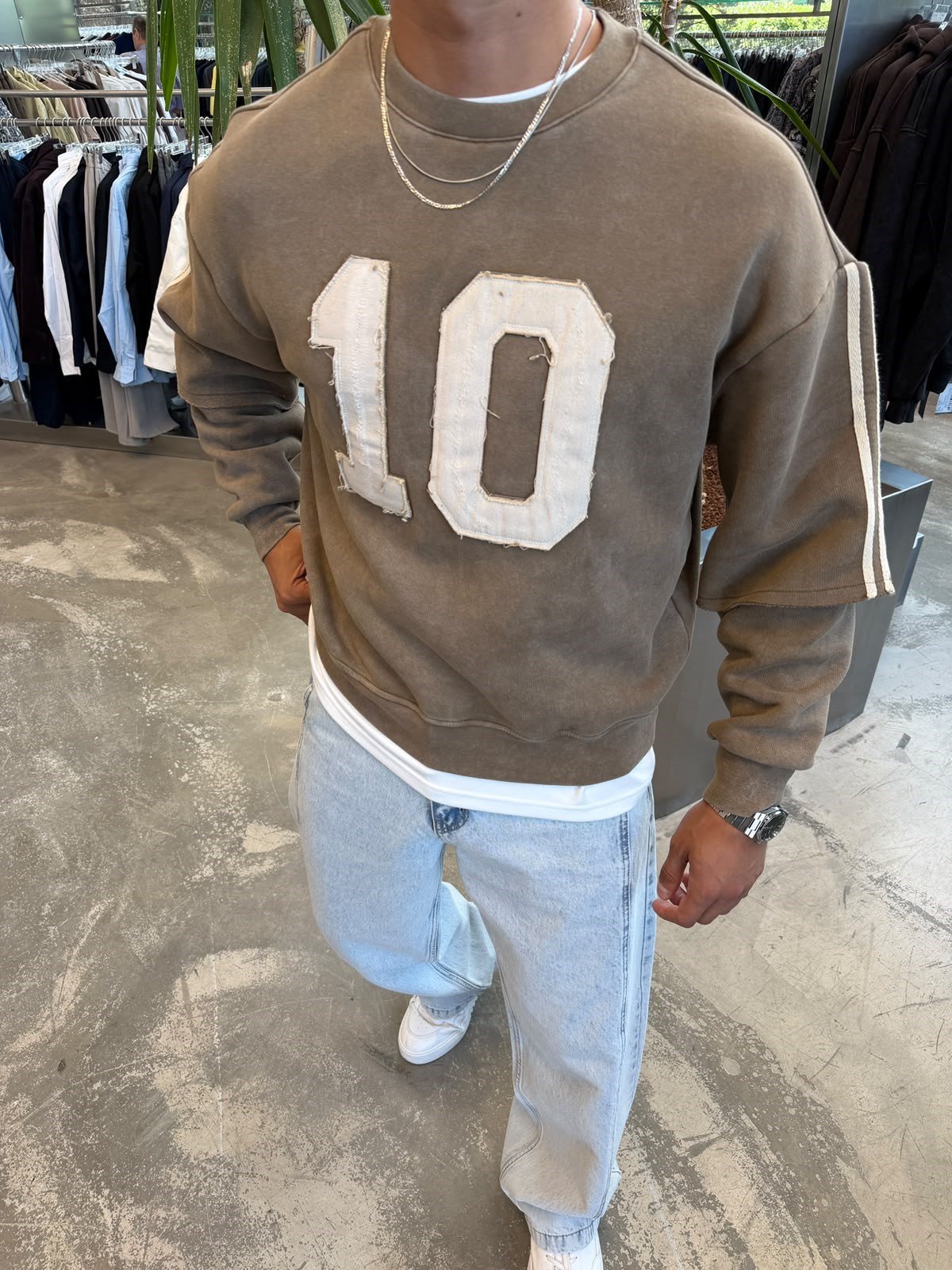 Kahverengi 10 Numara Parçalı Sweat ES10