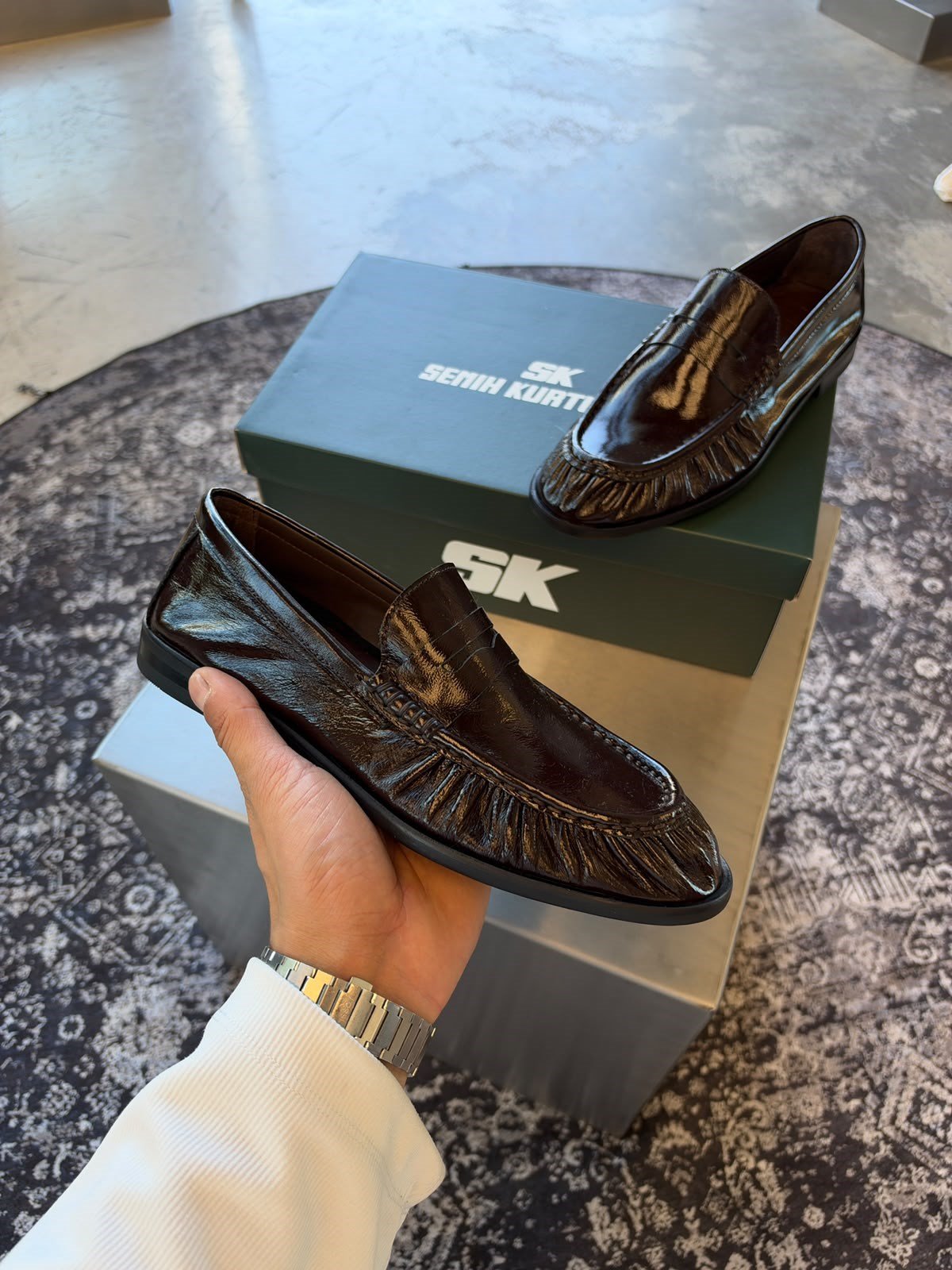 Kahverengi %100 Dana Derisi Büzgülü Loafer SK-99
