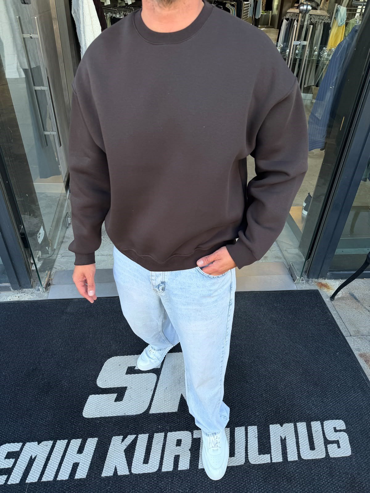 Kahverengi Boxy Fit Basic Sweat SN5102