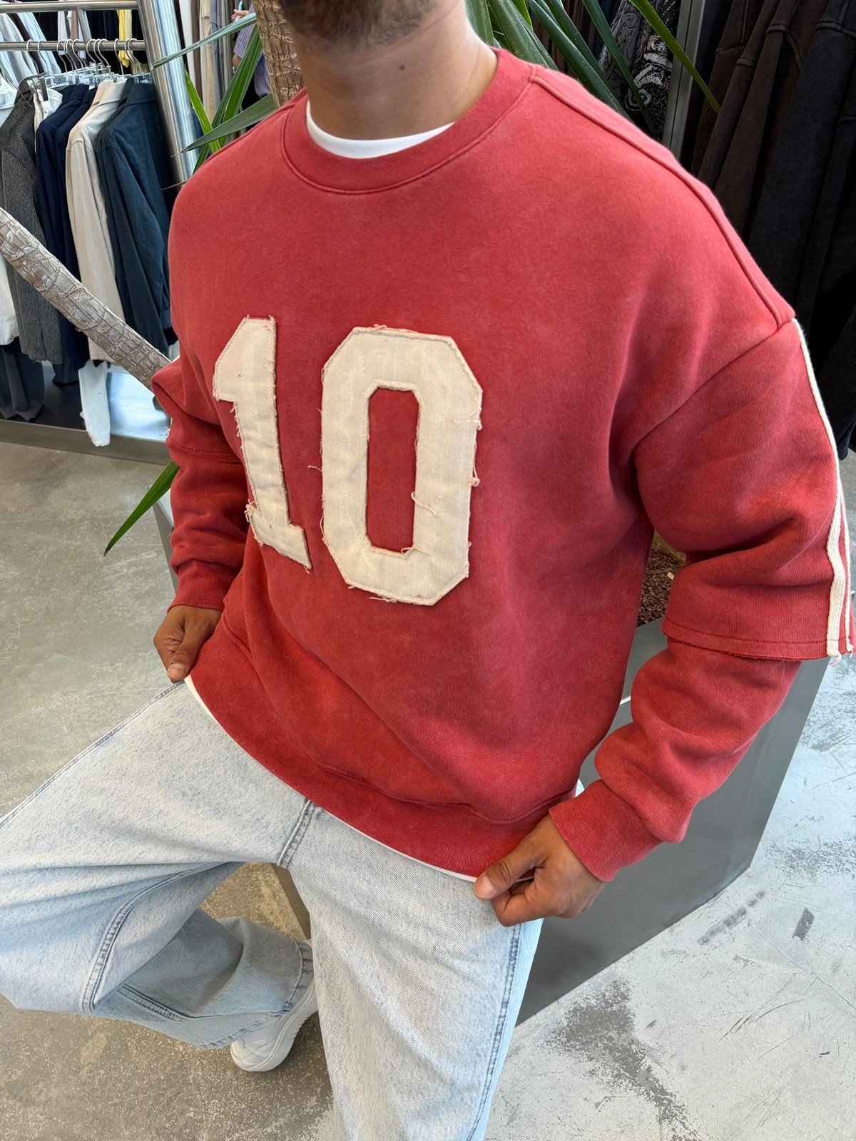Kırmızı 10 Numara Parçalı Sweat ES10