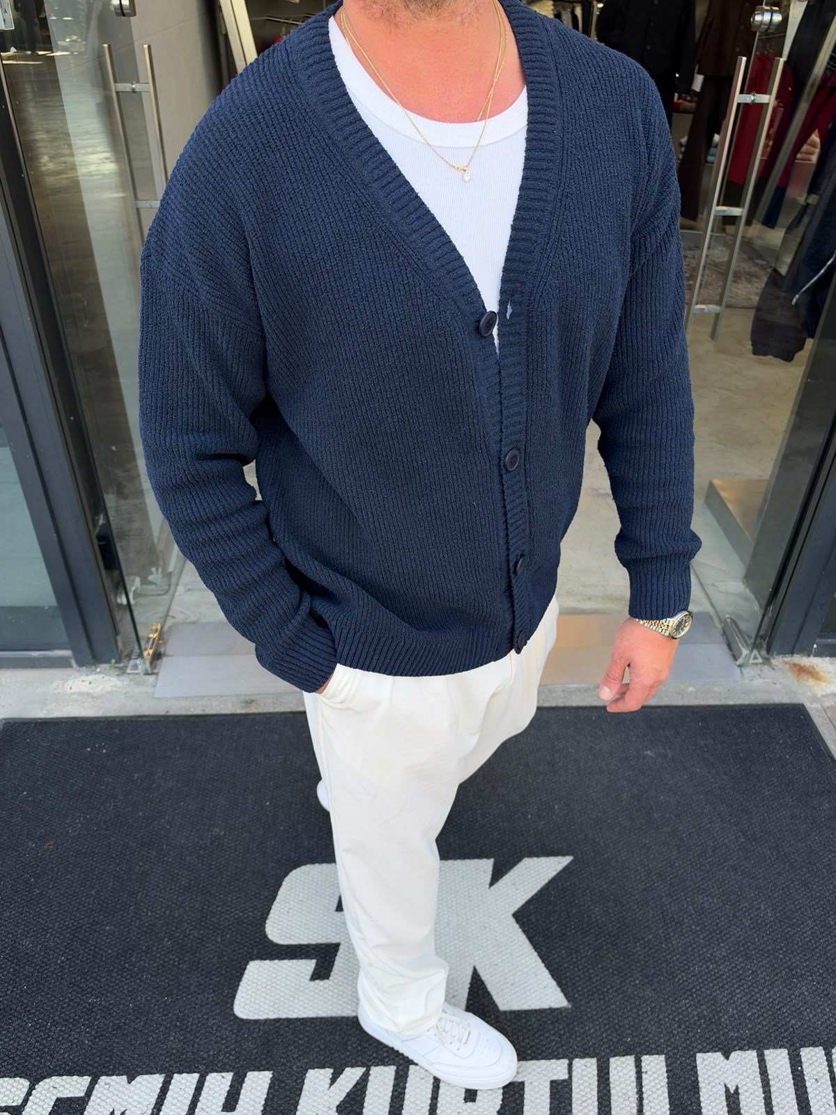 Lacivert Oversize Triko Hırka SF88