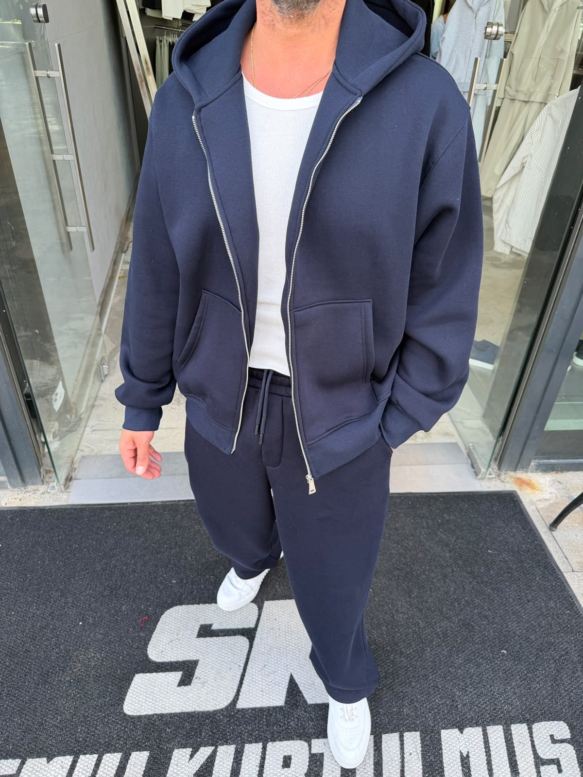 Lacivert Şardonlu Oversize Basic Takım RSP1