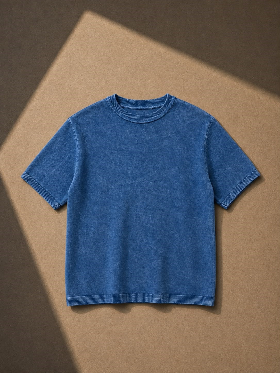 Mavi Yıkamalı Basic Tshirt