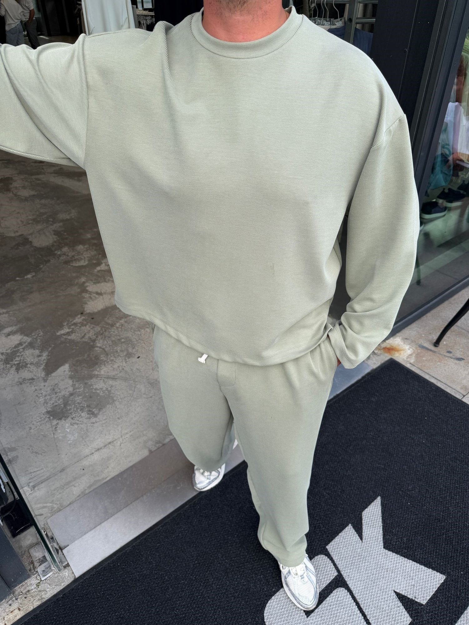 Mint Yeşil İthal Fitilli Oys Oversize Takım SK7064