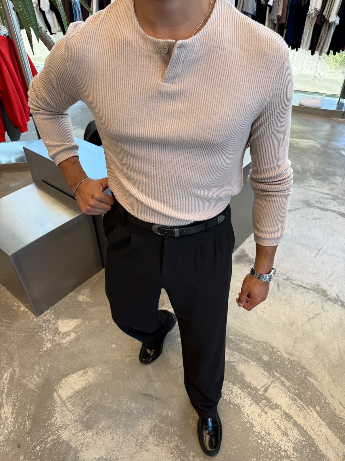 Pembe Tek Düğme Triko ANT9467