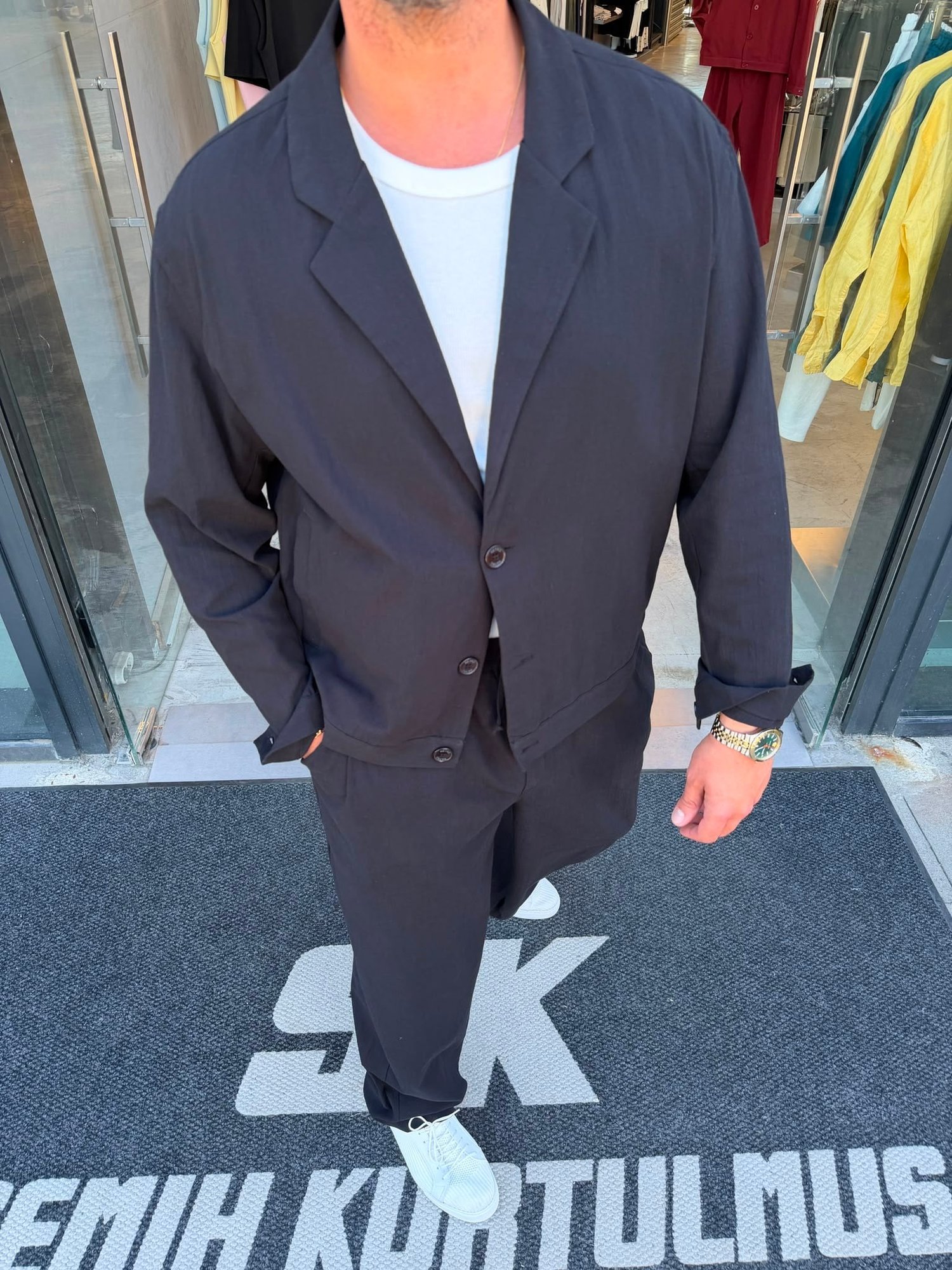 RT Siyah %100 Cotton Keten Oversize Takım