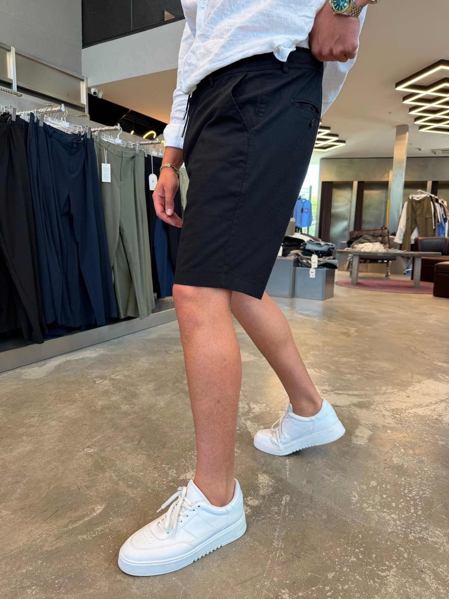 Siyah %100 Cotton Keten Şort NGR103