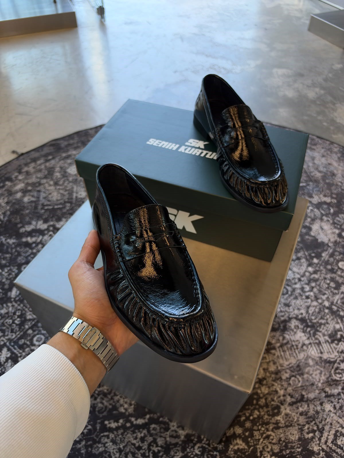 Siyah %100 Dana Derisi Büzgülü Loafer SK-99