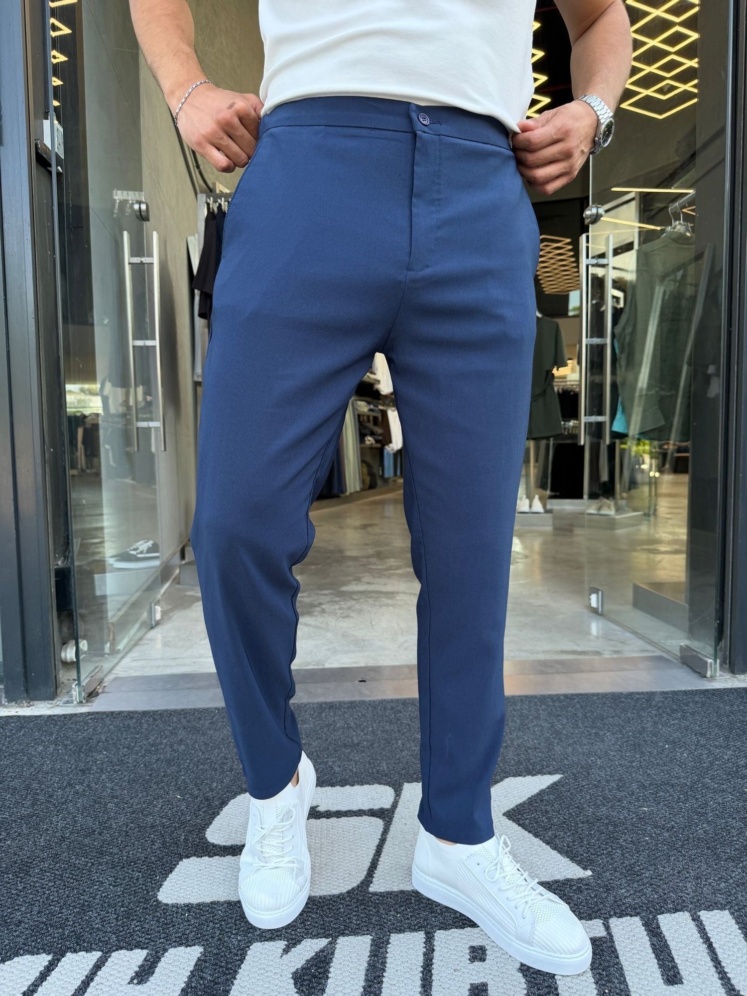 Siyah Bel Lastikli Pantolon -W5032