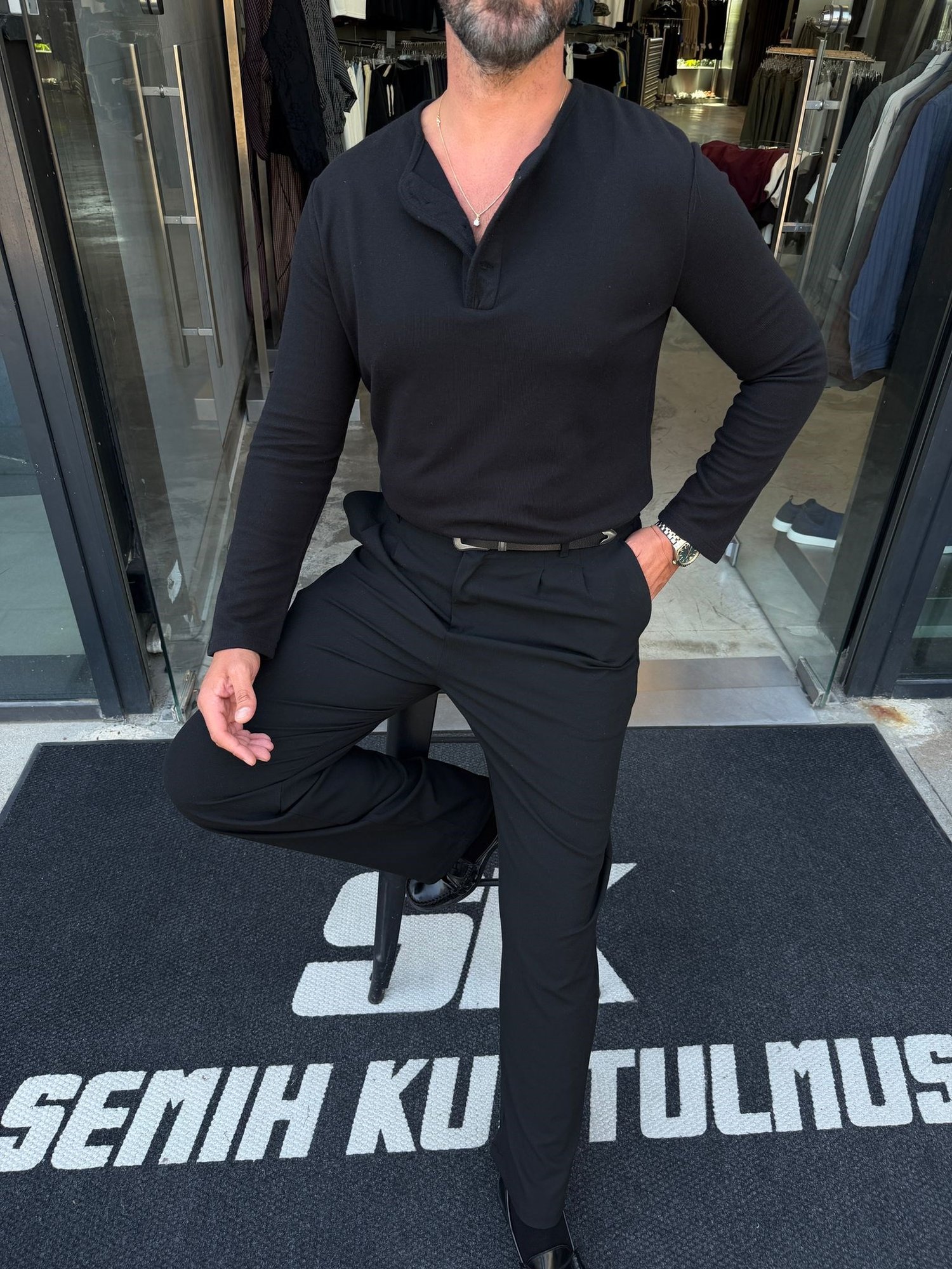 Siyah NG Selanik Kumaş Sweat