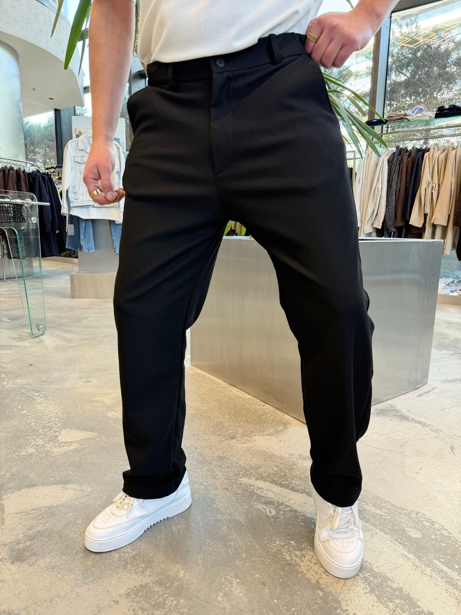 Siyah Petek Örme Regular Kalıp 