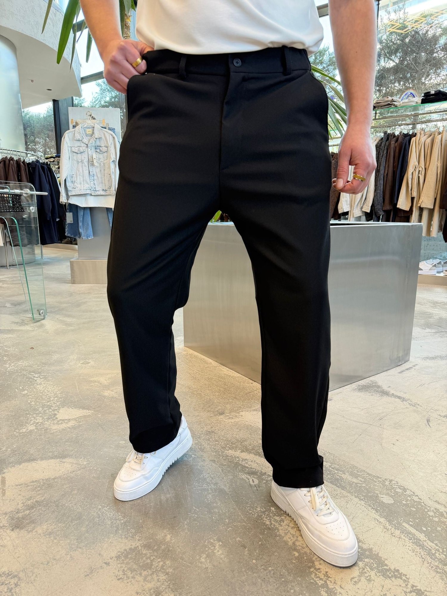 Siyah Petek Örme Regular Kalıp 