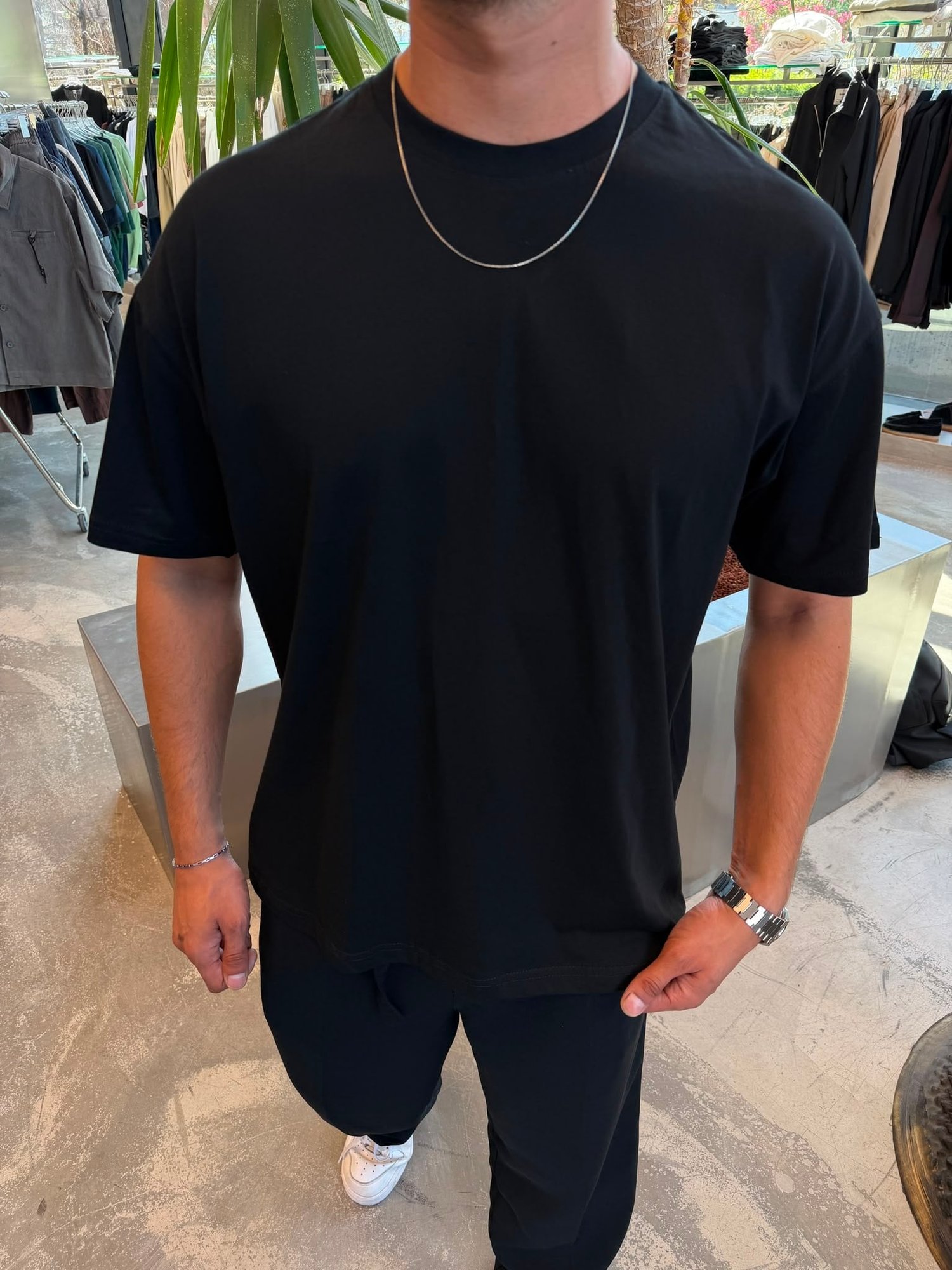 Siyah Qawis Oversize Basic T-Shirt QW01