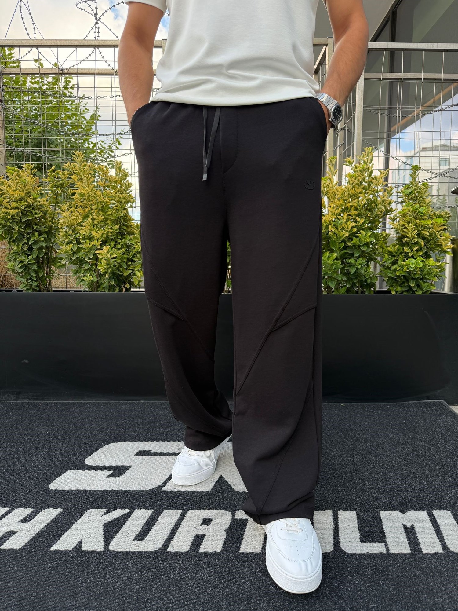 Siyah S Logolu Doubleface Parçalı Eşofman SP256