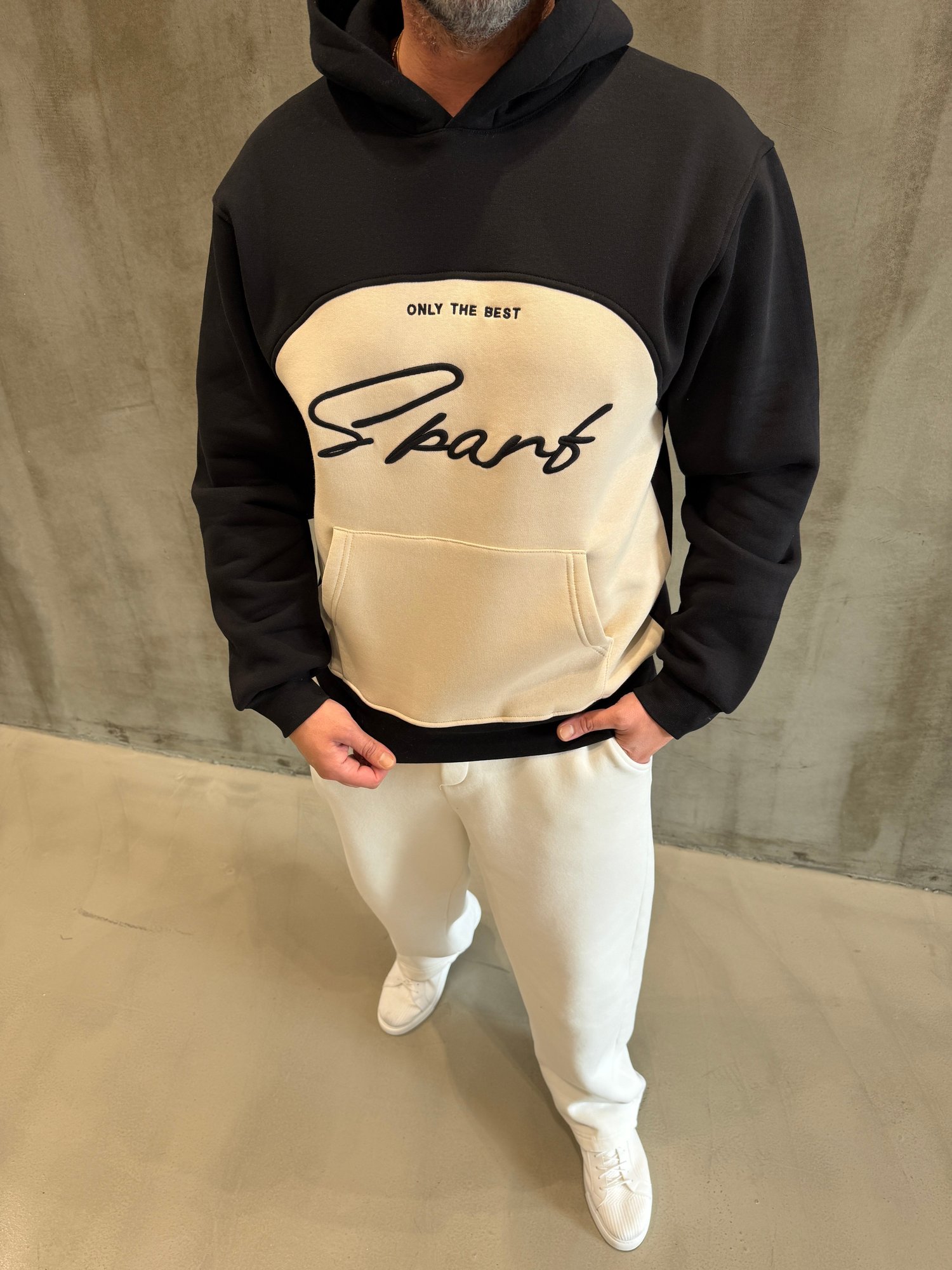 Siyah SPF Nakışlı Kapüşonlu Sweat