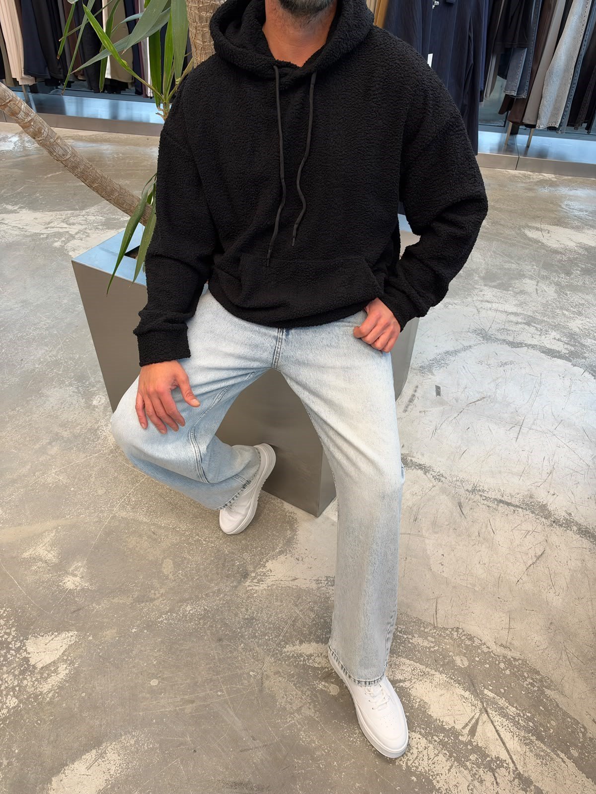 Siyah TP Peluş Sweat