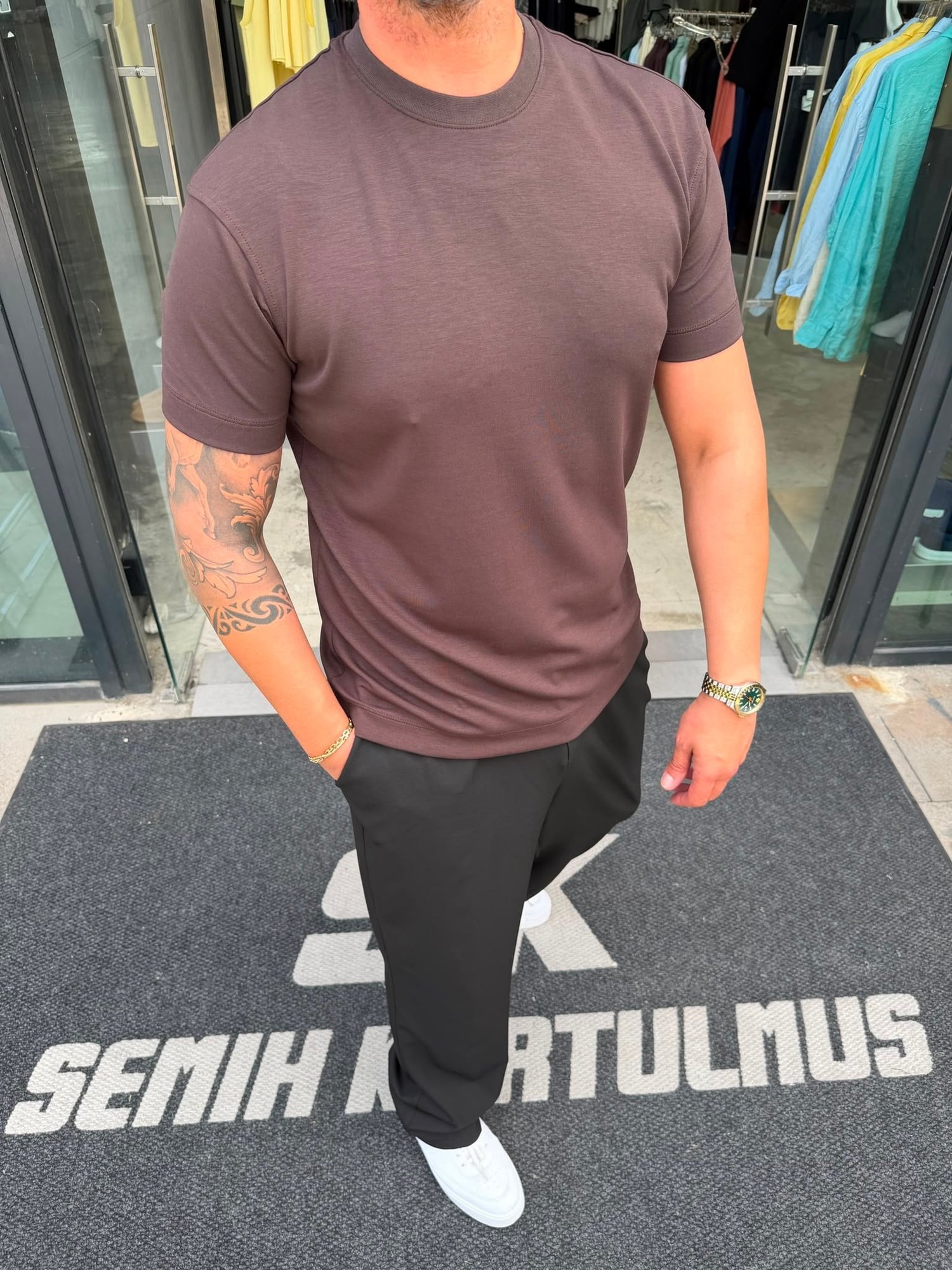 SK İthal Modal Kahverengi T-Shirt