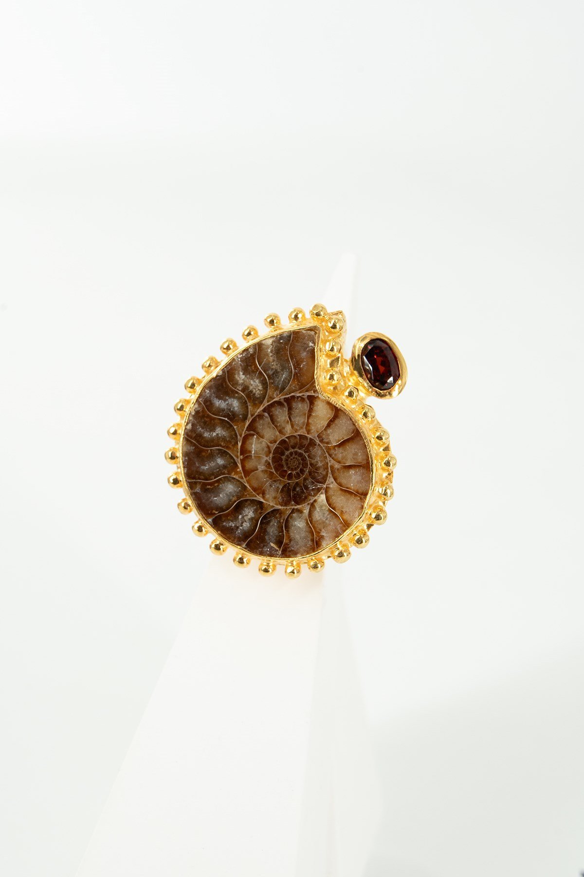 Amonit & Garnet Taşlı Gümüş Yüzük
