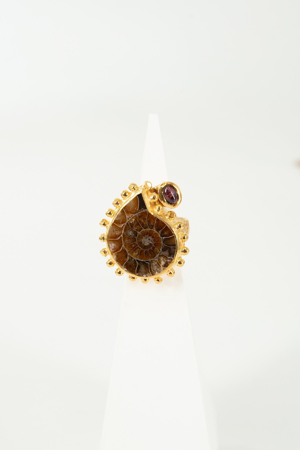 Amonit & Garnet Taşlı Gümüş Yüzük