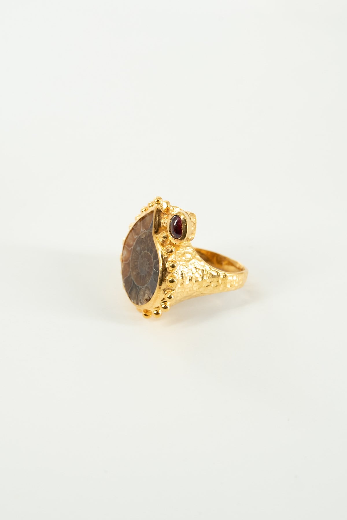 Amonit & Garnet Taşlı Gümüş Yüzük