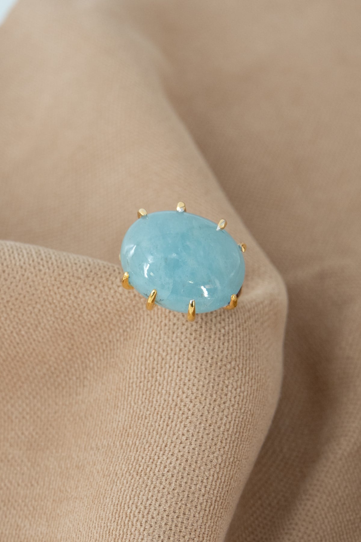 Aquamarine & Garnet Taşlı Gümüş Yüzük