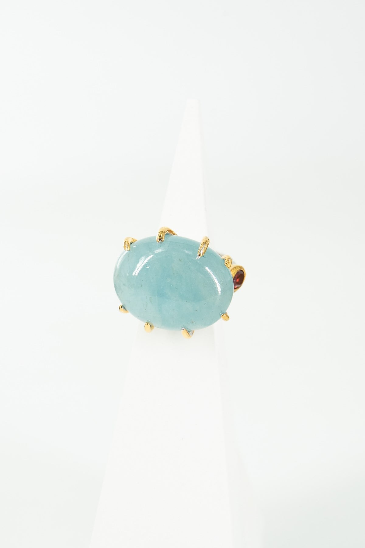 Aquamarine & Garnet Taşlı Gümüş Yüzük