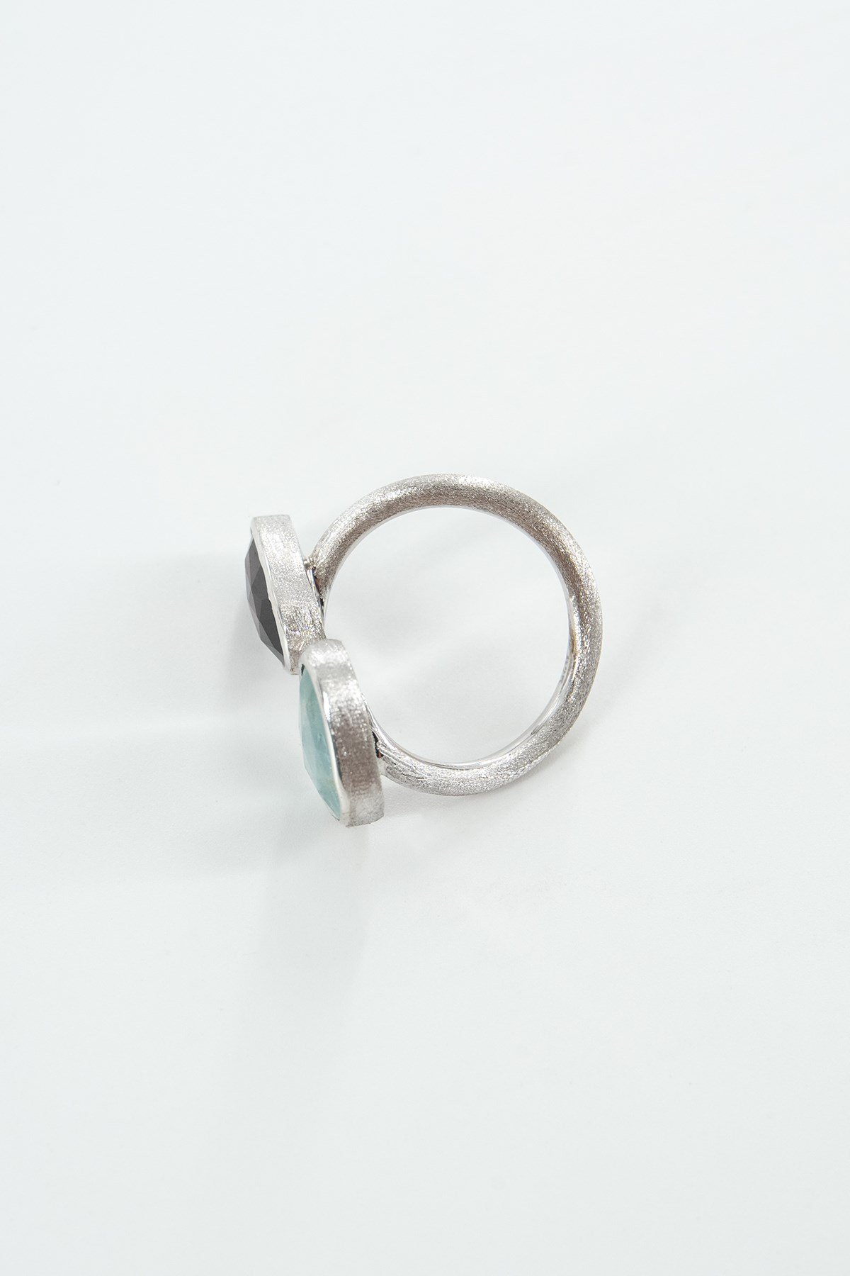 Aquamarine & Garnet Taşlı Gümüş Yüzük