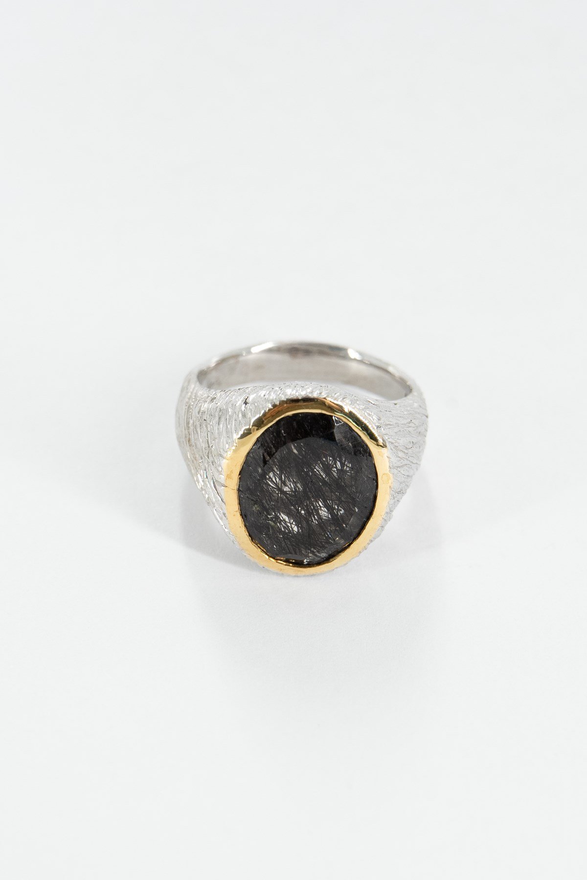 Black Rutil Quartz Gümüş Yüzük