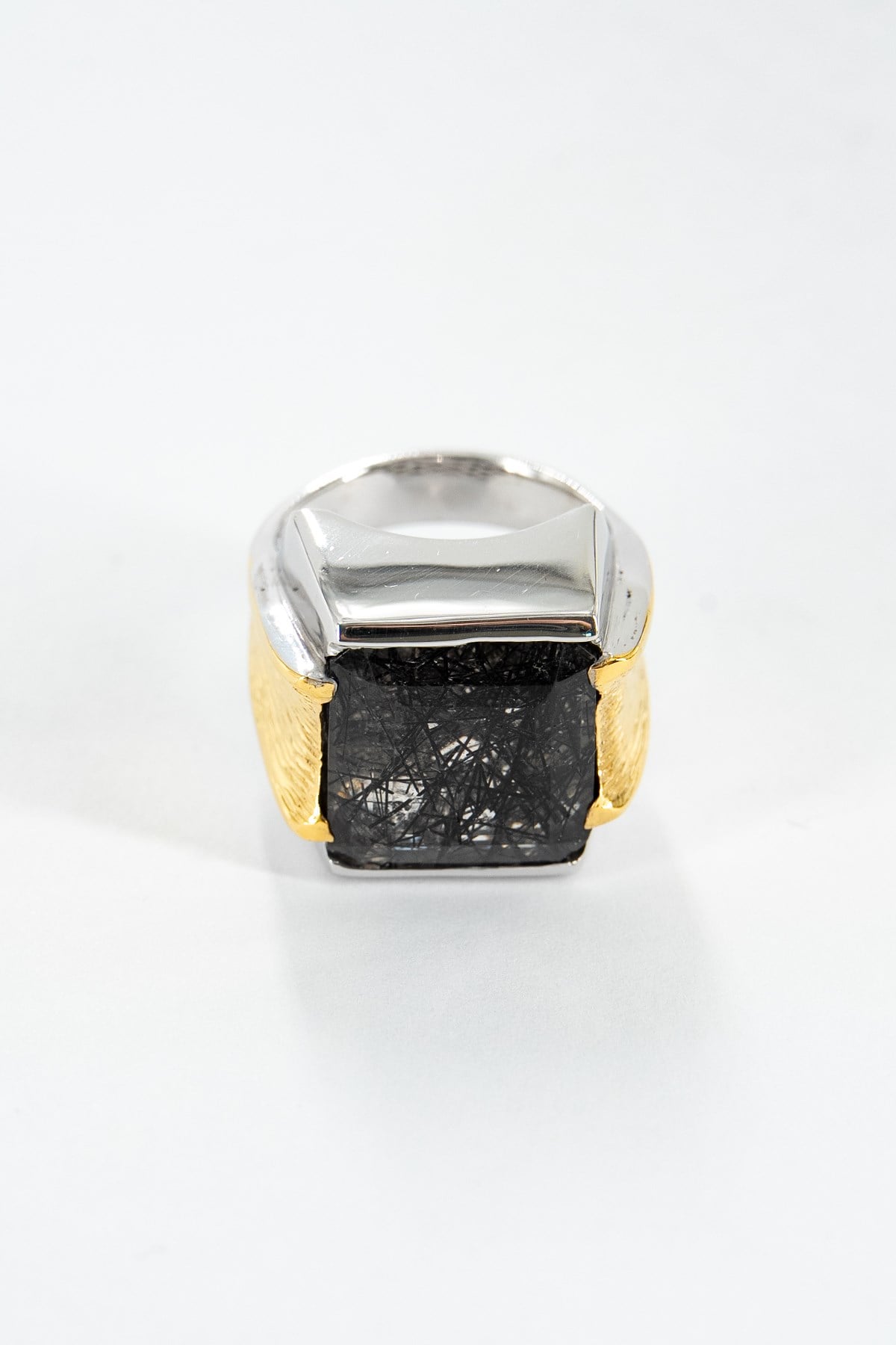 Black Rutil Quartz Gümüş Yüzük