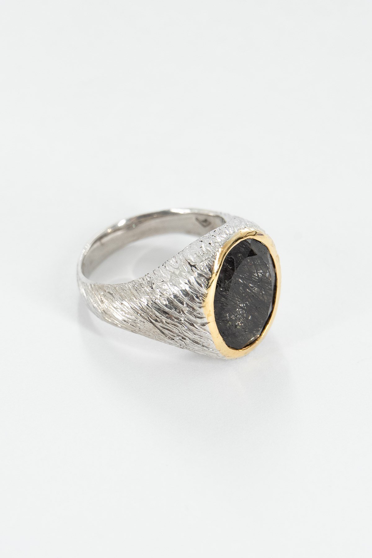 Black Rutil Quartz Gümüş Yüzük