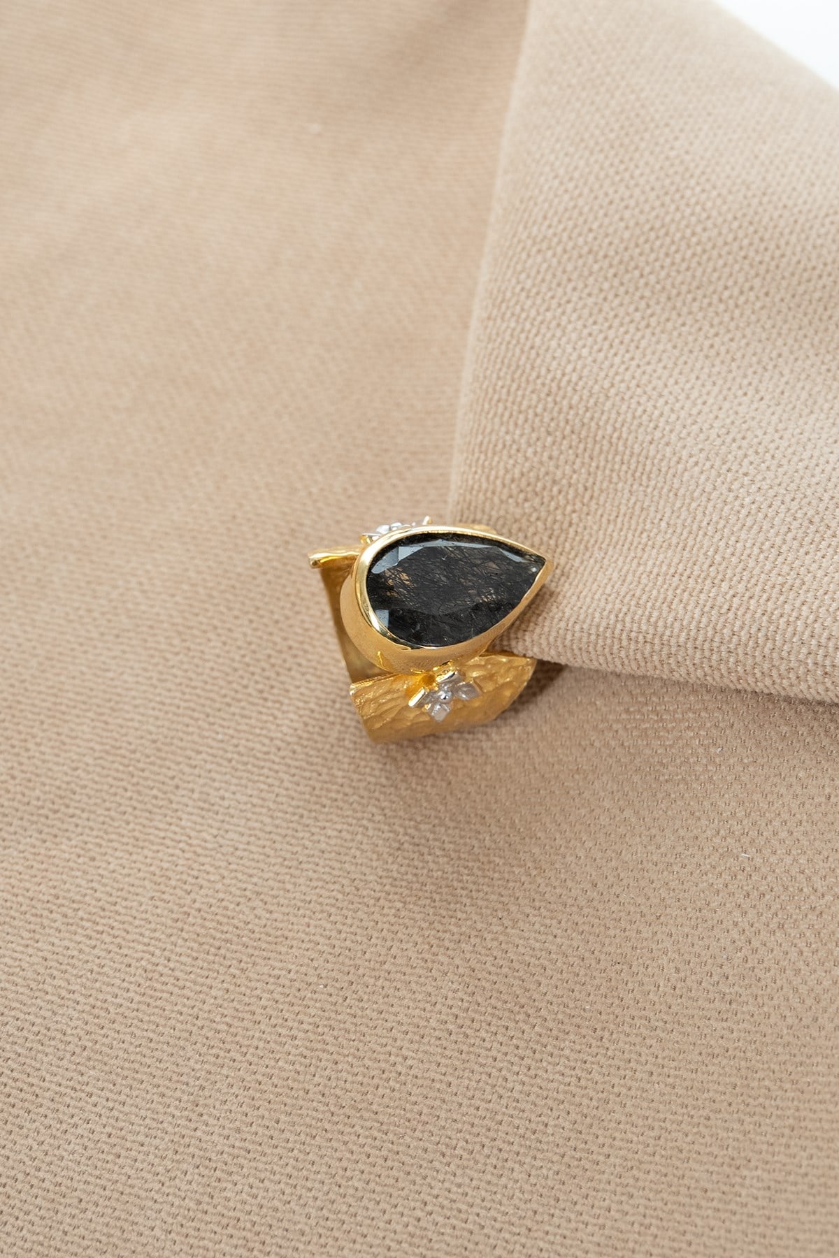 Black Rutil Quartz Taşlı Gümüş Yüzük