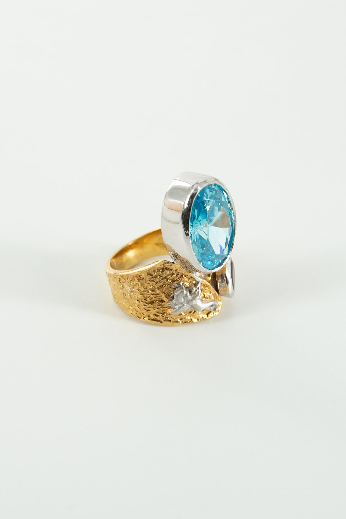 Blue Topaz & Garnet Taşlı Gümüş Yüzük