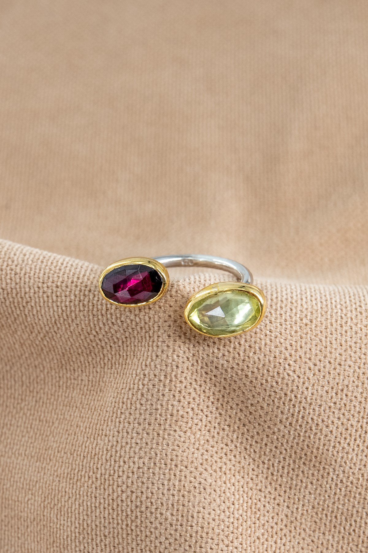 Garnet & Lime Quartz Gümüş Yüzük