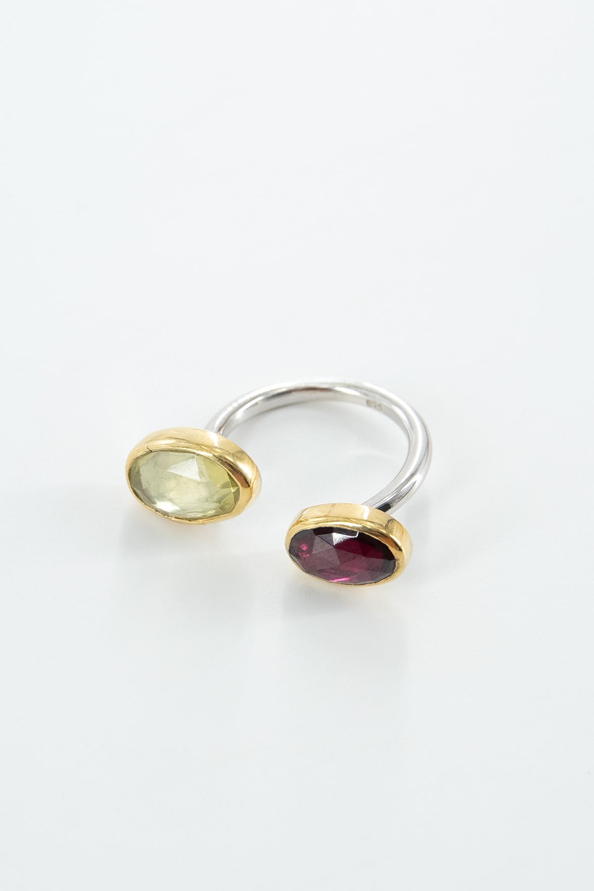 Garnet & Lime Quartz Gümüş Yüzük
