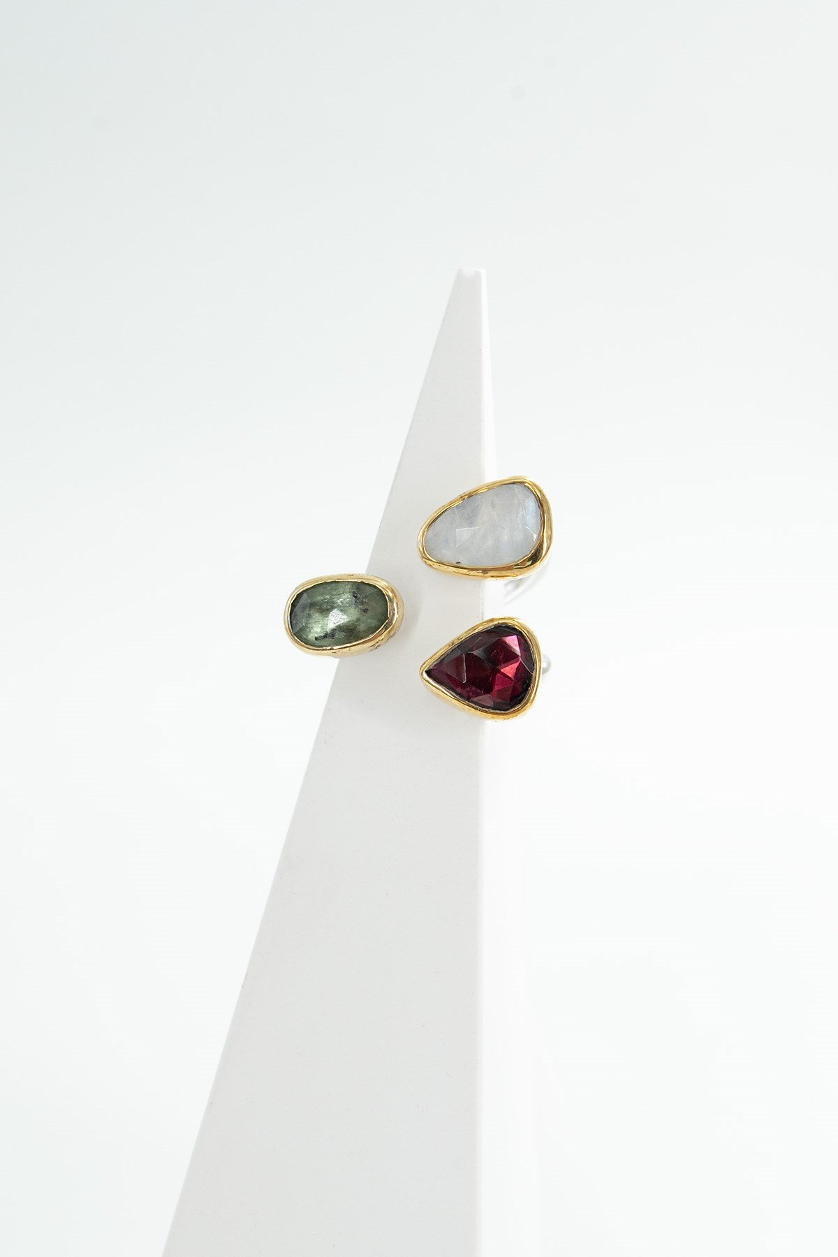 Garnet, Moonstone, Kyanit Taşlı Gümüş Yüzük