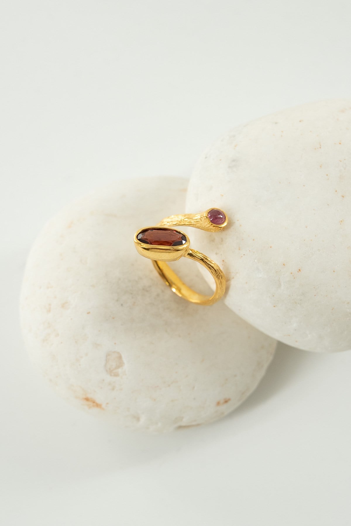 Garnet & Turmalin Taşlı Gümüş Yüzük