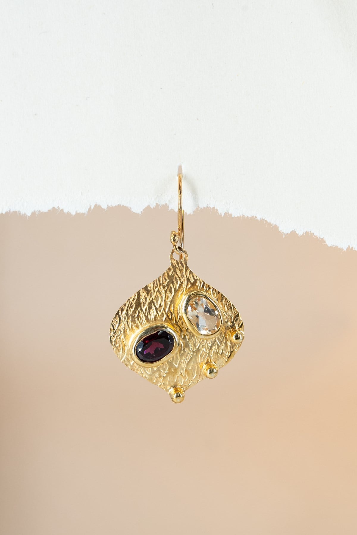Garnet ve Zirkon Taşlı Gümüş Küpe