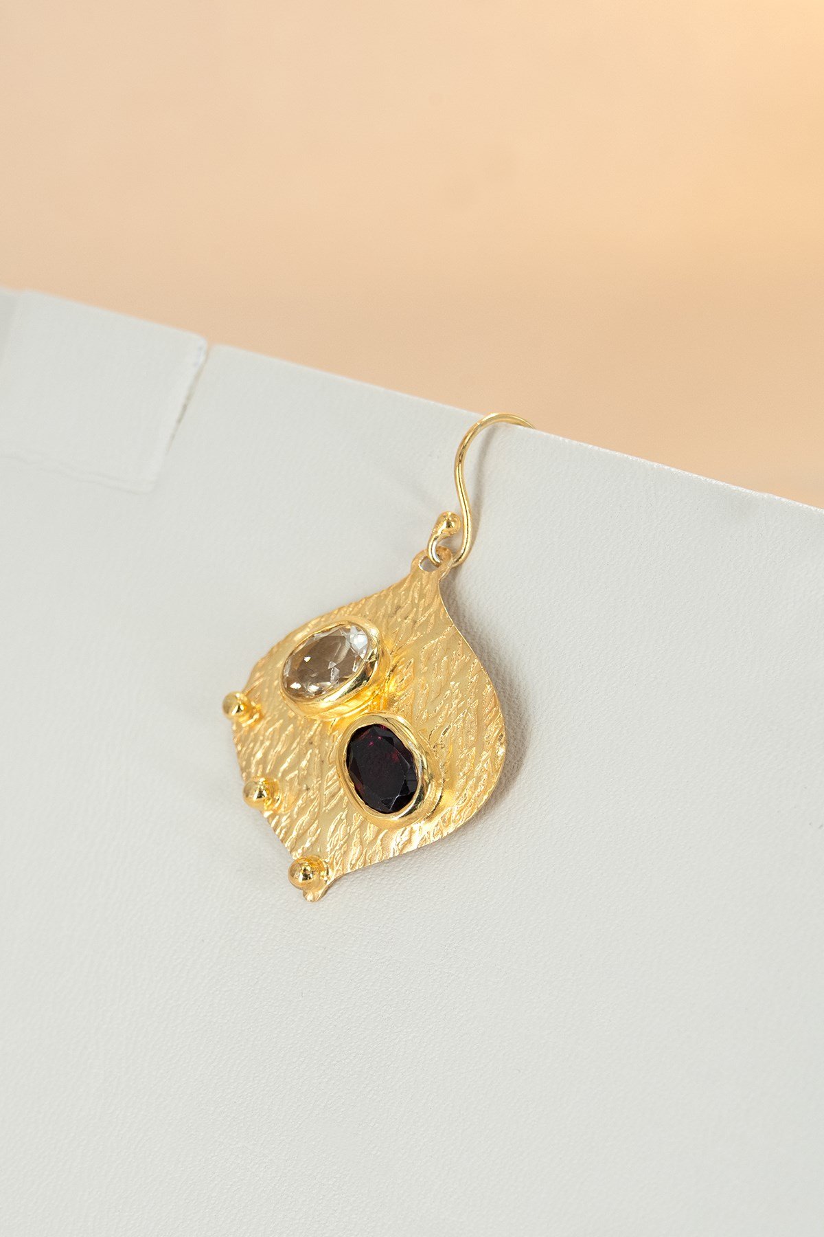 Garnet ve Zirkon Taşlı Gümüş Küpe