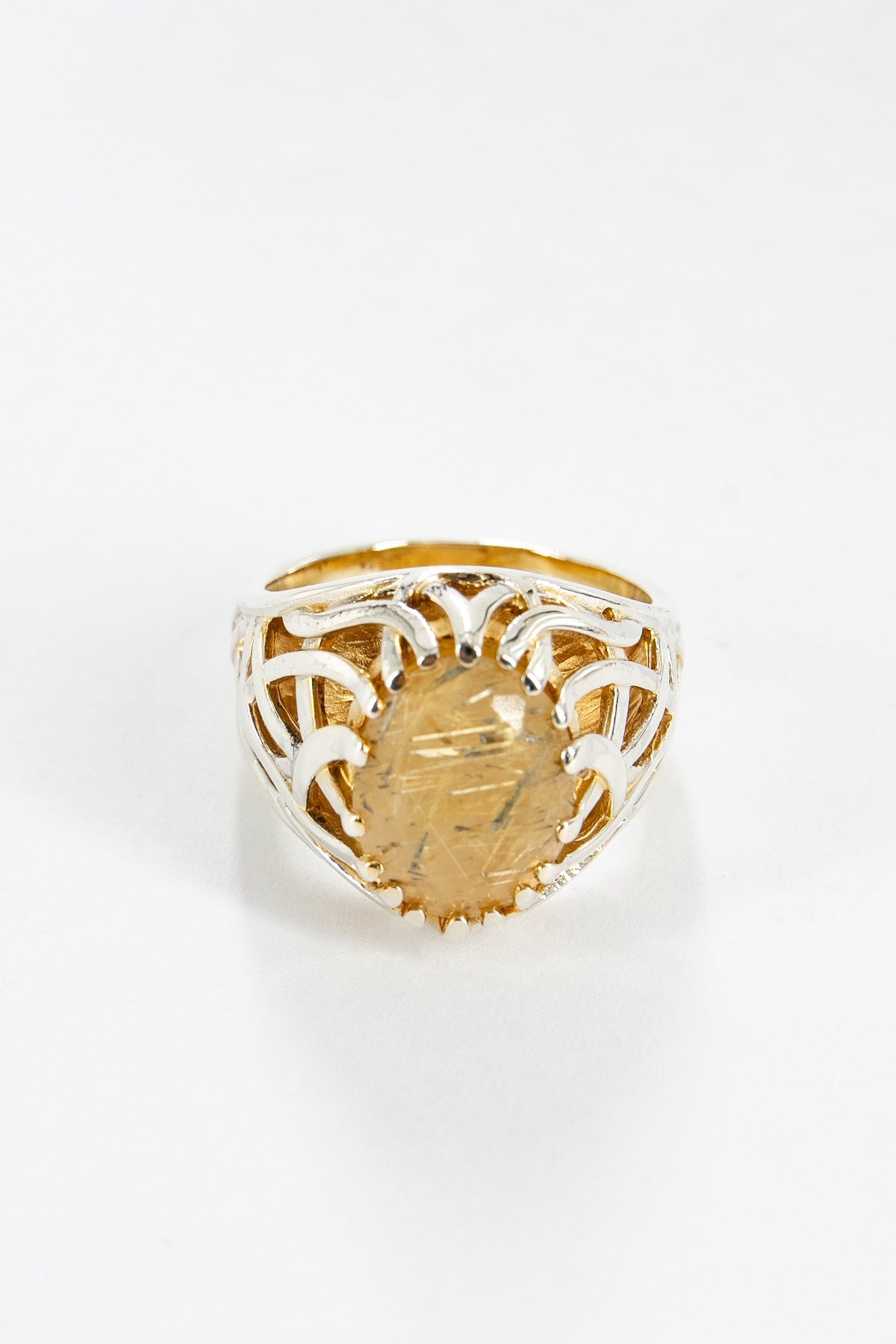 Gold Rutil Quartz Gümüş Yüzük