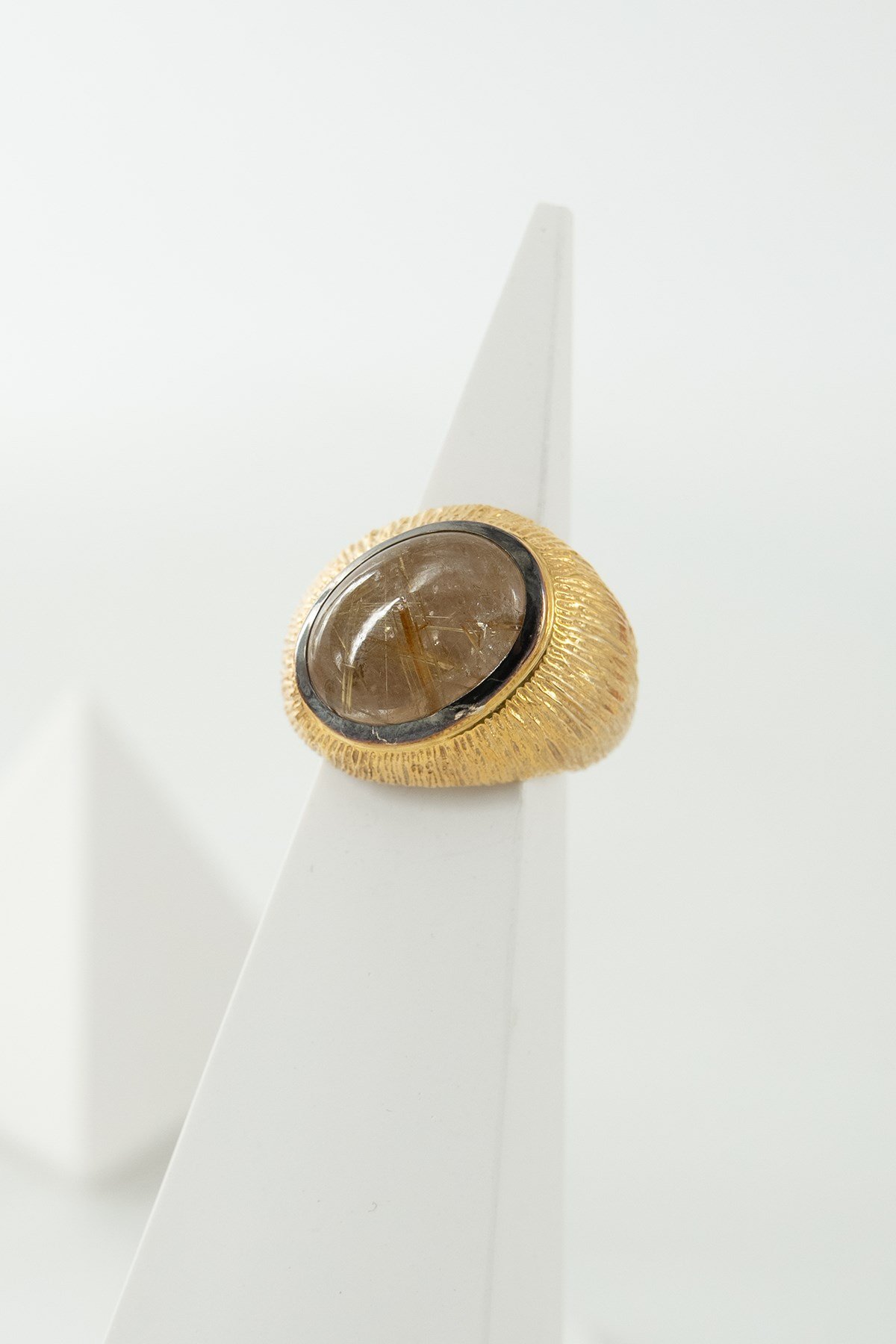 Gold Rutil Quartz Taşlı Gümüş Yüzük
