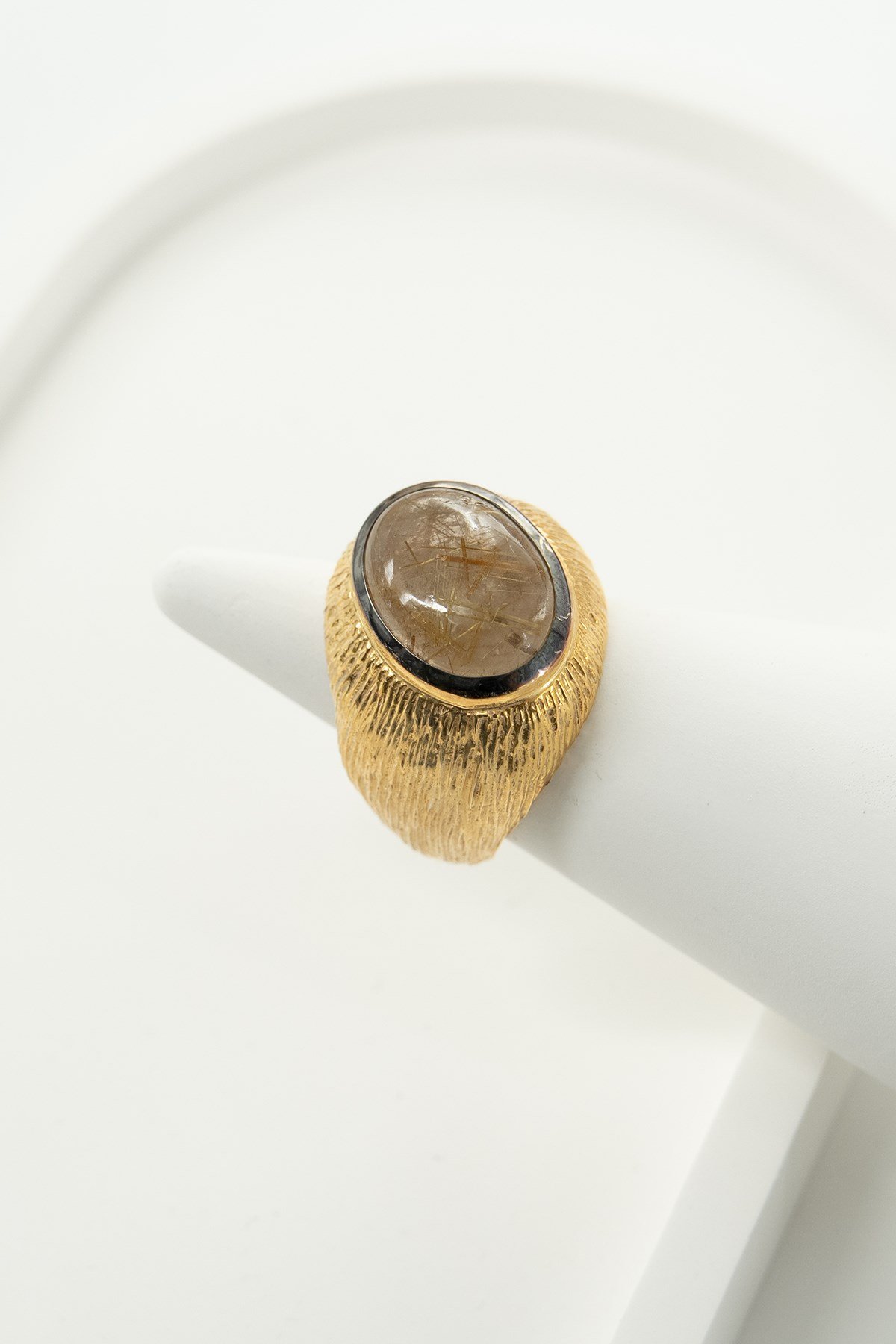 Gold Rutil Quartz Taşlı Gümüş Yüzük