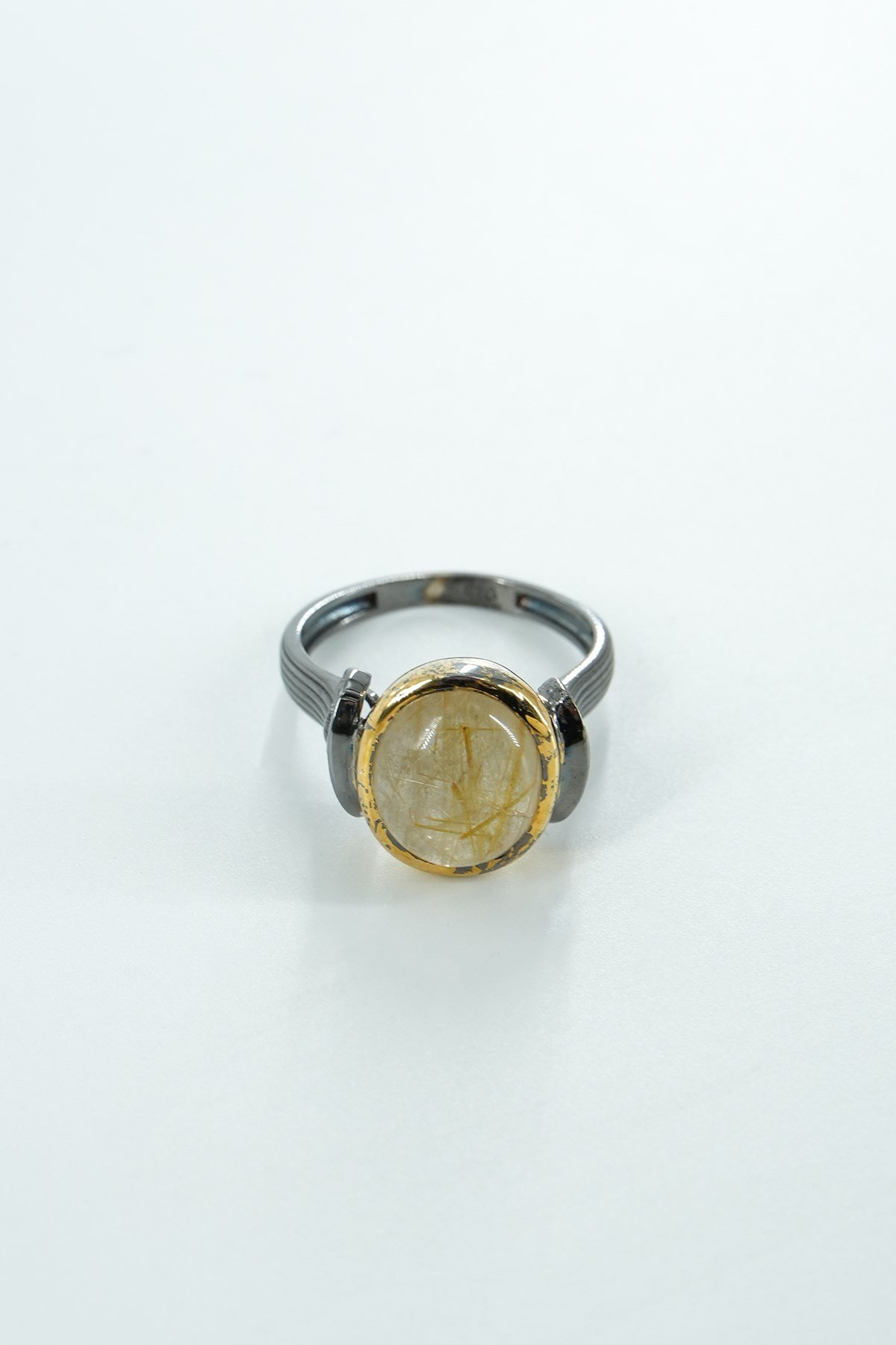 Gold Rutil Quartz Taşlı Gümüş Yüzük