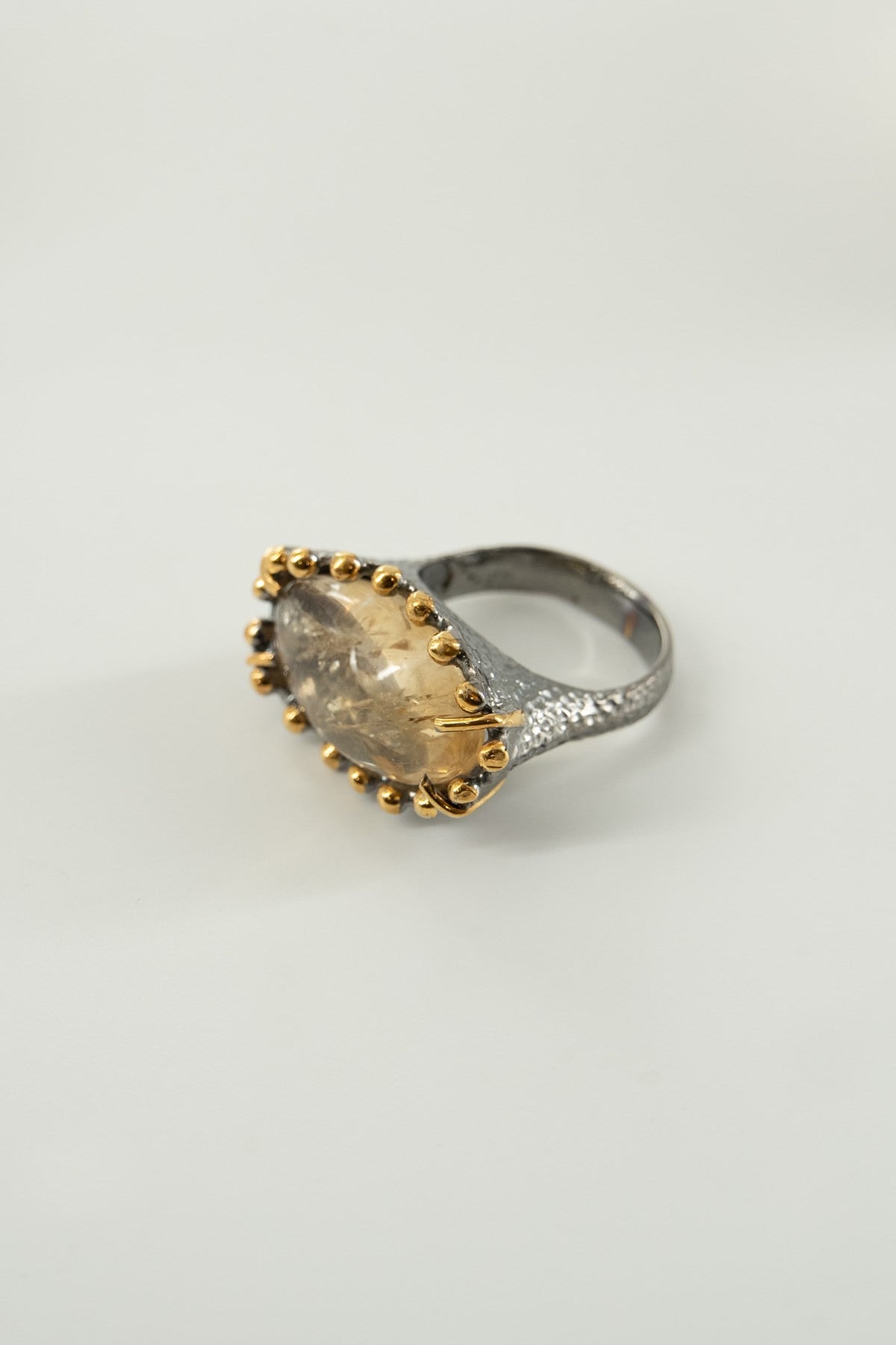 Gold Rutil Quartz Taşlı Gümüş Yüzük