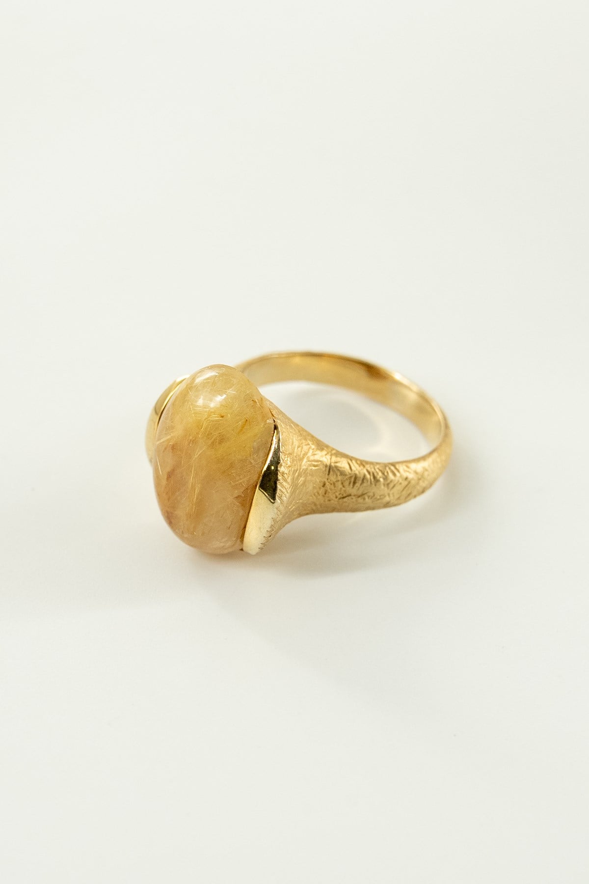 Gold Rutil Quartz Taşlı Gümüş Yüzük