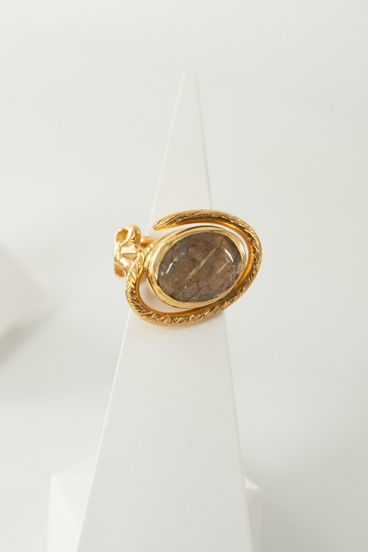 Gold Rutil Quartz Taşlı Gümüş Yüzük